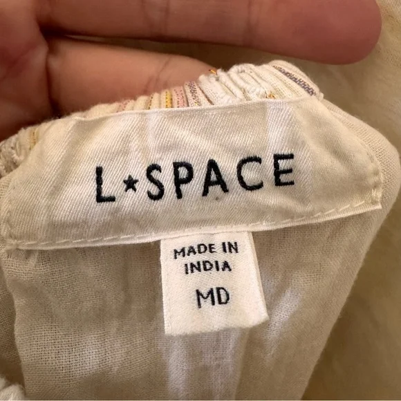 L*Space Santorini Maxi Dress "Falling For You" Eyelet Metallic Stripes Sz M - Picture 11 of 12